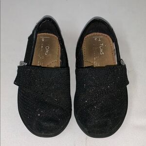 TOMS Shoes girls T5 toddler black sparkle